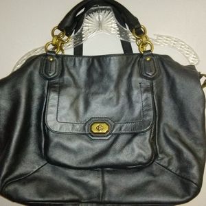 Gorgeous Coach Campbell Turnlock Leather Satchel